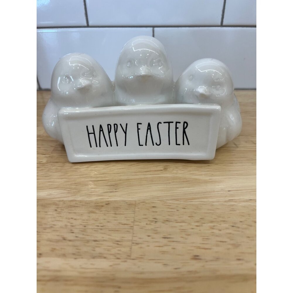 Rae Dunn Happy Easter Ceramic Chick Figurine Easter Holiday Home Decor